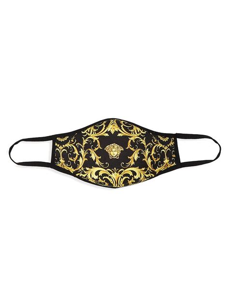 versace men's reusable barocco face mask - black gold one-size|Versace Reusable Barocco Face Mask .